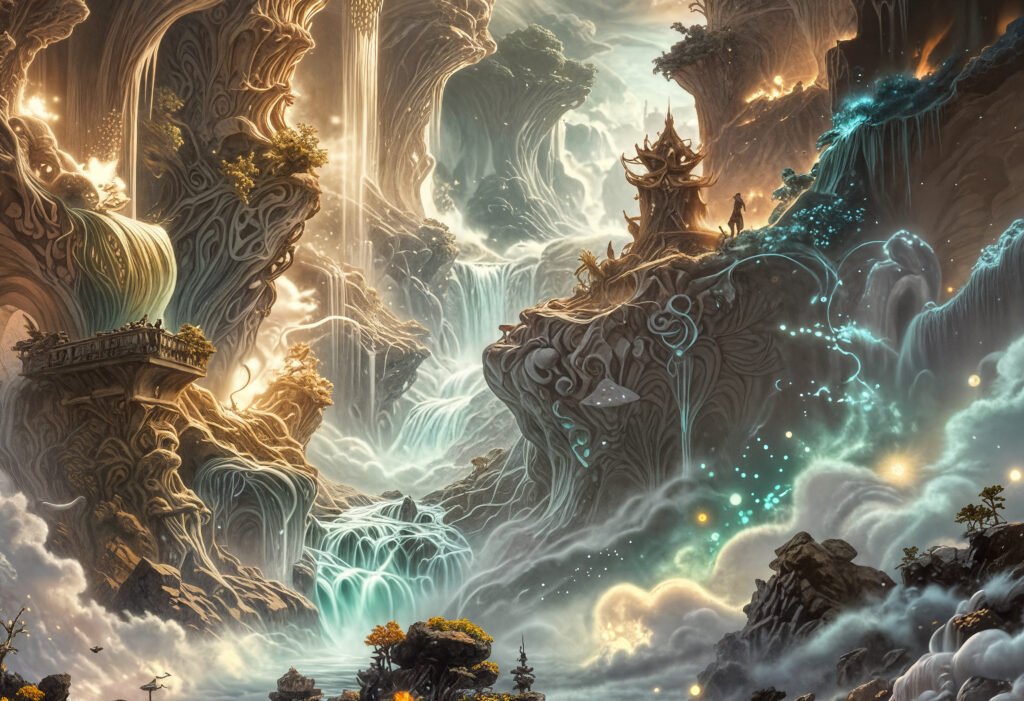celestial waterfalls light